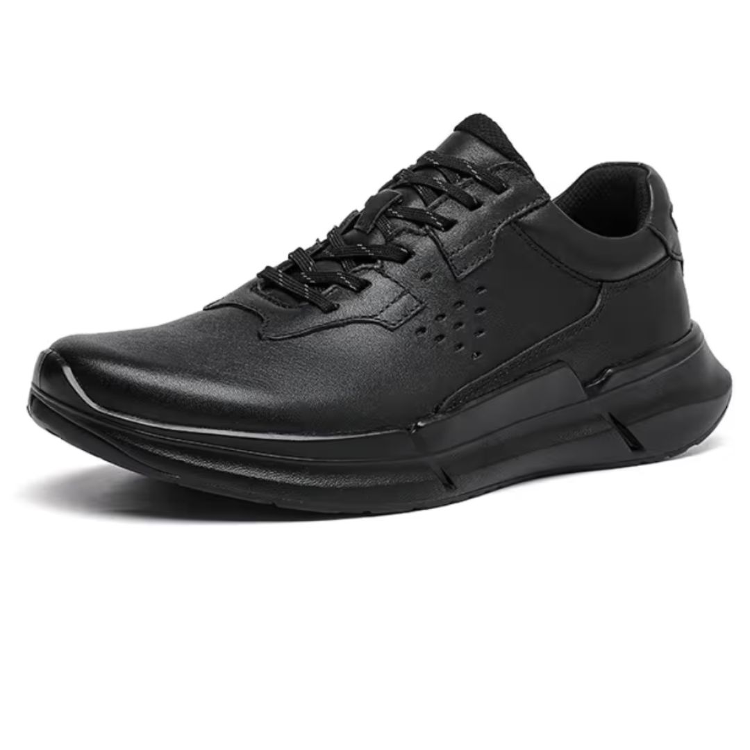 SUOYUE Urban Autumn/Winter Black Low-Top Lace-Up Waterproof Commuter Casual Leather Shoes (Men) 25502BLACK